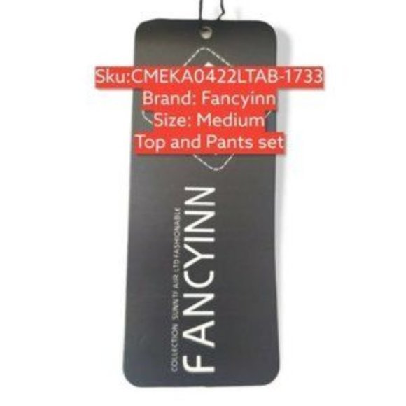 Fancyinn Women's White Floral Sleeveless Crop Top & Pant Outfit Set Size Medium - Picture 2 of 4